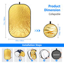 Neewer 5-in-1 Portable Lighting Reflector/Diffuser Kit (4 x 6')