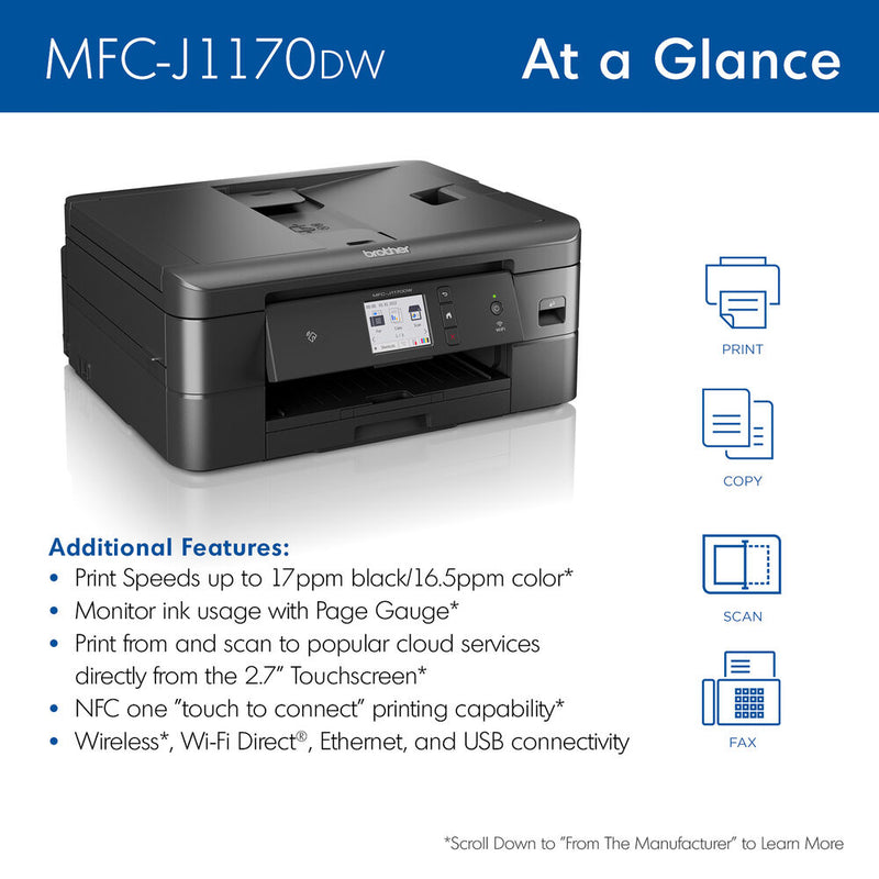 Brother MFC-J1170DW Wireless Color All-in-One Inkjet Printer