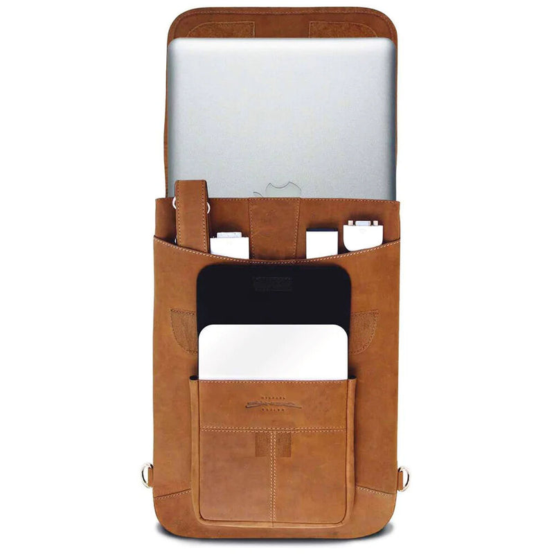 MacCase Premium Leather Flight Jacket Laptop Case with Backpack Straps (Vintage)