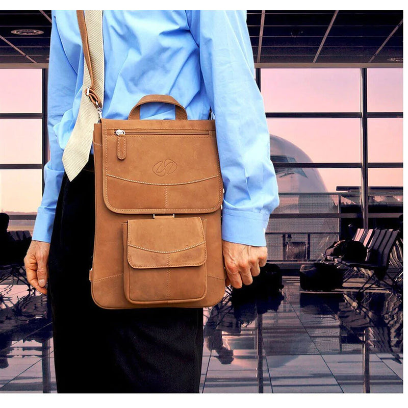 MacCase Premium Leather Flight Jacket Laptop Case with Backpack Straps (Vintage)