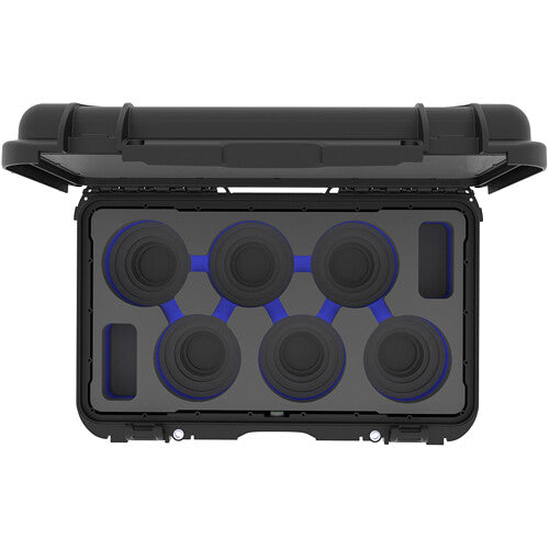 Foama Wheeled Carry-On Hard Case for Set of Six Canon Sumire Primes (Blue Foam Insert)