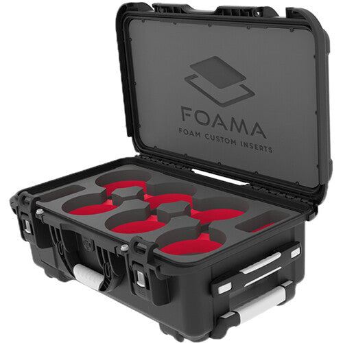 Foama Wheeled Carry-On Hard Case for Set of Six Canon Sumire Primes (Red Foam Insert)