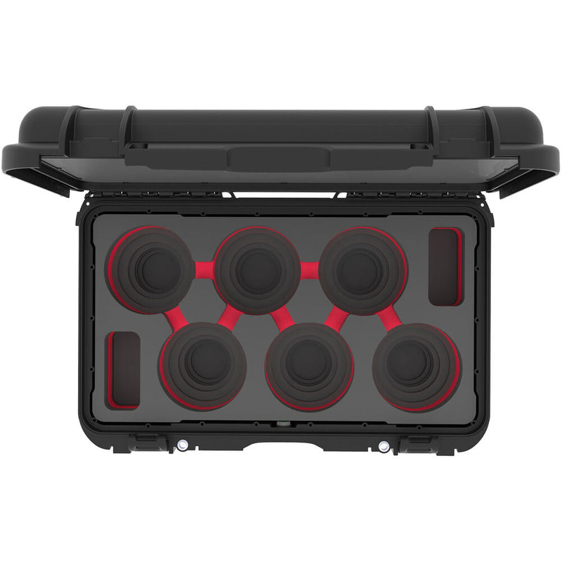 Foama Wheeled Carry-On Hard Case for Set of Six Canon Sumire Primes (Red Foam Insert)