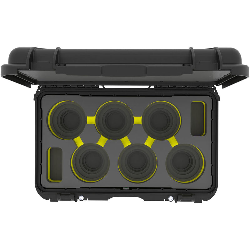 Foama Wheeled Carry-On Hard Case for Set of Six Canon Sumire Primes (Yellow Foam Insert)
