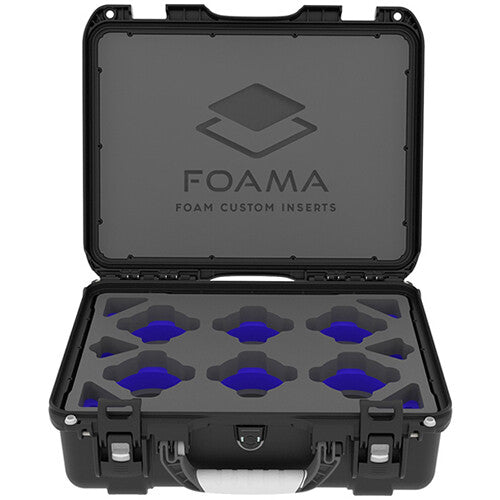 Foama N930 Hard Case with Foam Insert for Set of 6 Canon FD Lenses (Blue Insert)