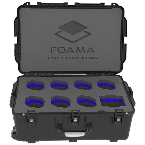 Foama Wheeled Hard Case with Foam Insert for Set of 7 Canon Sumire Prime Lenses (Blue Insert)