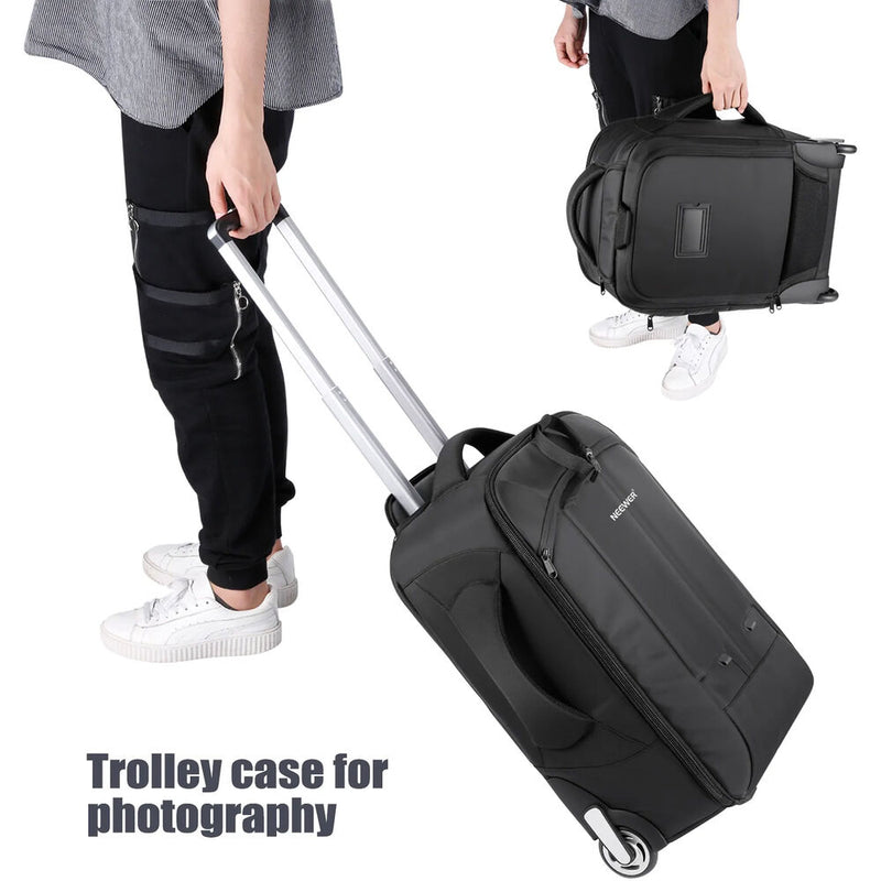 Neewer 2-in-1 Convertible Wheeled Camera Backpack/Luggage Trolley Case (Black/Gray)