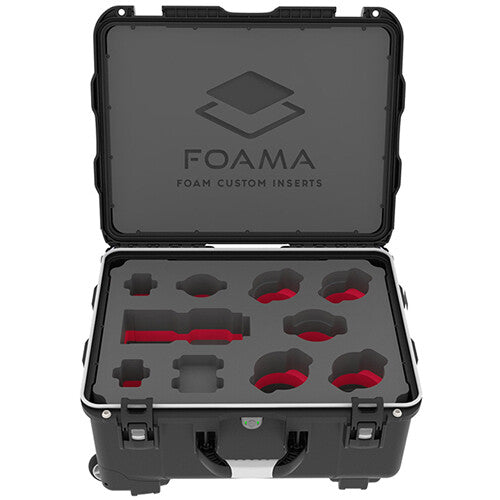 Foama Wheeled Hard Case for Set of 8 Zeiss Contax Lenses (Red Foam Insert)