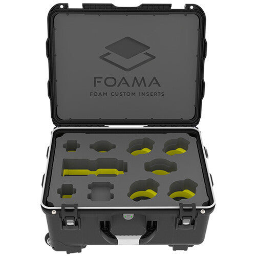 Foama Wheeled Hard Case for Set of 8 Zeiss Contax Lenses (Yellow Foam Insert)