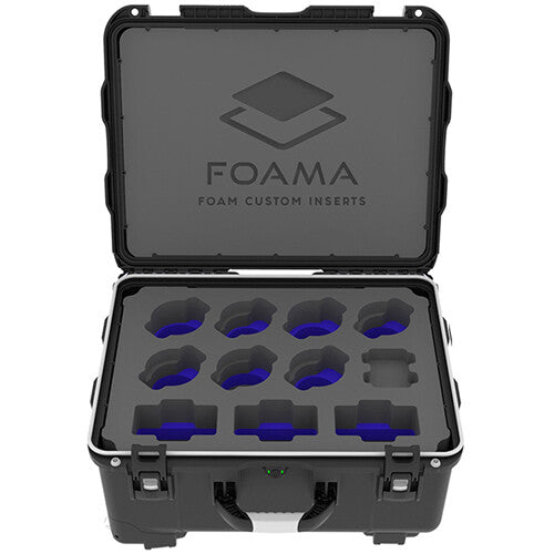 Foama Wheeled Hard Case for Set of Eight 15-55mm Zeiss Contax Lenses (Blue Foam Insert)