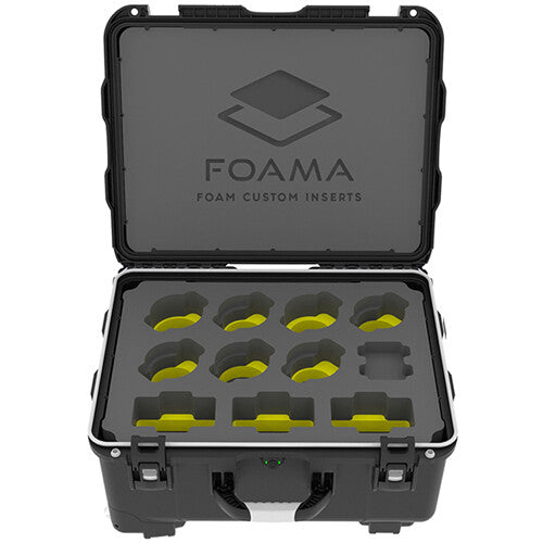 Foama Wheeled Hard Case for Set of Eight 15-55mm Zeiss Contax Lenses (Yellow Foam Insert)