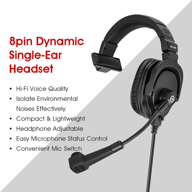 Hollyland Dynamic Single-Ear Headset with 8-Pin LEMO Connector