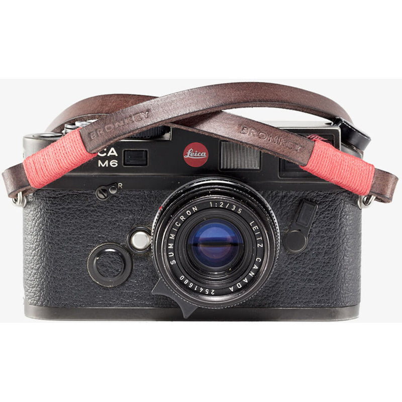 Bronkey Tokyo 102 Leather Camera Neck Strap (Brown and Red, 37.4")