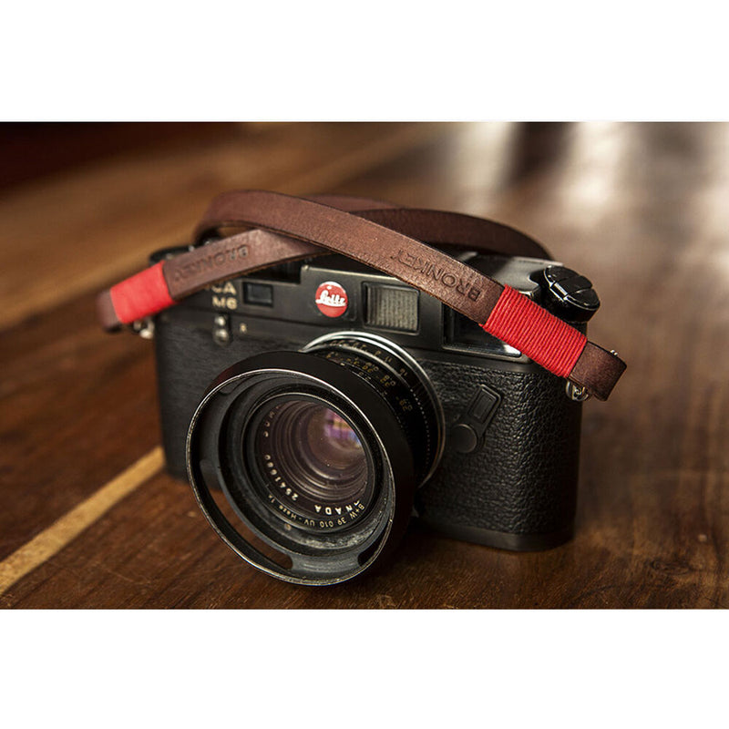 Bronkey Tokyo 102 Leather Camera Neck Strap (Brown and Red, 37.4")