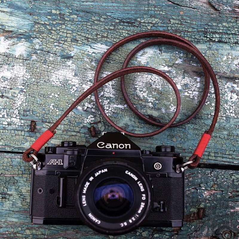Bronkey Tokyo 102 Leather Camera Neck Strap (Brown and Red, 37.4")