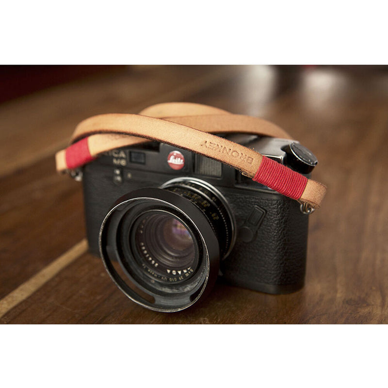 Bronkey Tokyo 103 Leather Camera Neck Strap (Tan and Red, 37.4")