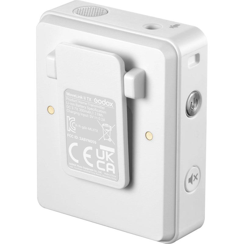 Godox MoveLink II M2 Compact 2-Person Wireless Microphone System for Cameras & Smartphones with 3.5mm (2.4 GHz, White)