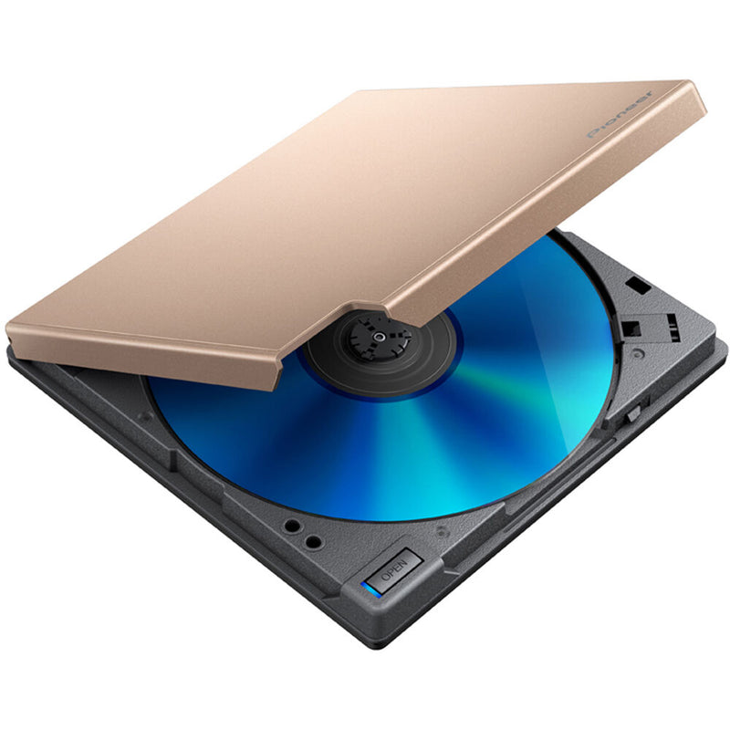 Pioneer BDR-XD08G Portable USB 3.2 Gen 1 Clamshell Optical Drive (Sunset Gold)