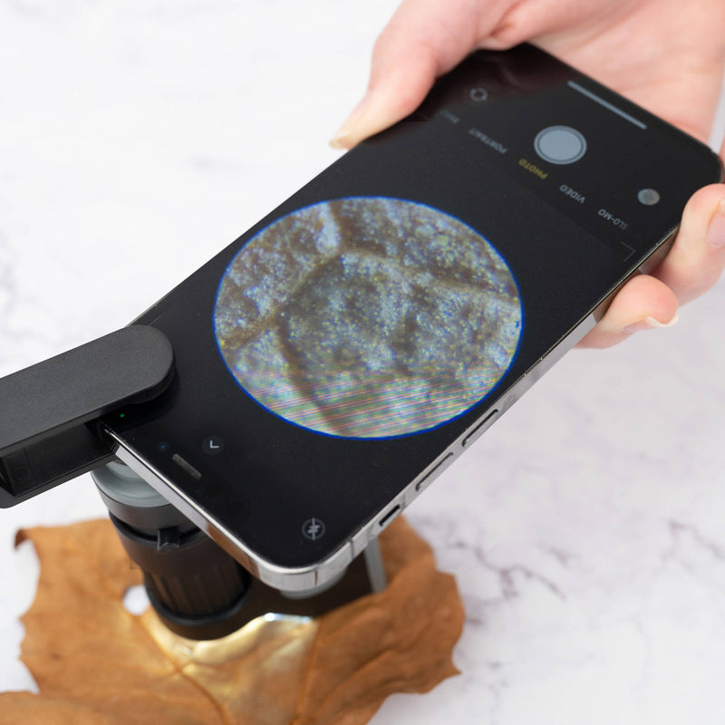 Carson MicroBrite Pro LED Lit Zoom Pocket Microscope with Smartphone Adapter Clip