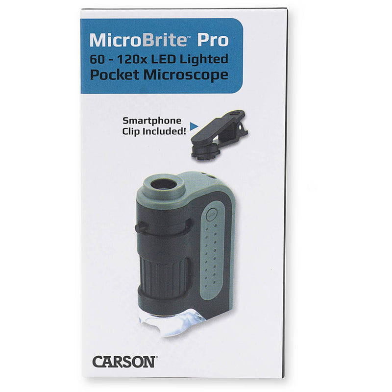 Carson MicroBrite Pro LED Lit Zoom Pocket Microscope with Smartphone Adapter Clip