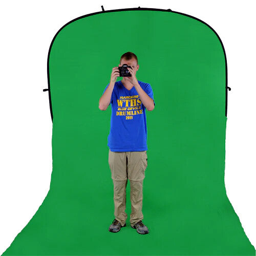 FotodioX Collapsible Portable Backdrop (8 x 14', Chromakey Green with 7' Stand)