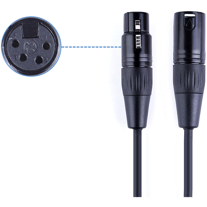 DigitalFoto Solution Limited Gold-Plated 4-Pin Female to 4-Pin Male XLR Audio Cable (3.9')