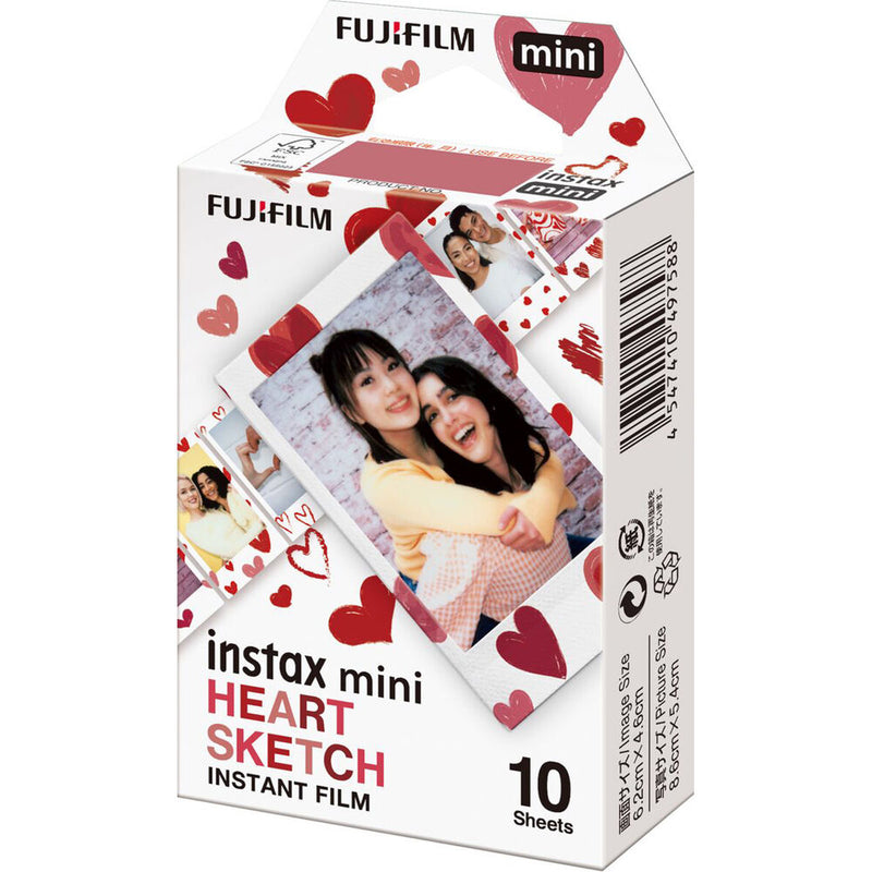 FUJIFILM INSTAX MINI Heart Sketch Instant Film (10 Exposures)