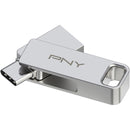 PNY 128GB DUO LINK USB-A and C 3.2 Gen 1 Flash Drive (Silver)