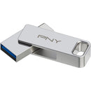 PNY 128GB DUO LINK USB-A and C 3.2 Gen 1 Flash Drive (Silver)