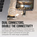 PNY 128GB DUO LINK USB-A and C 3.2 Gen 1 Flash Drive (Silver)