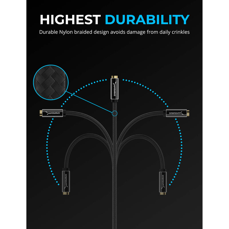 Sabrent USB-C to 3.5mm Audio Jack Active Adapter Cable (20")