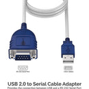 Sabrent USB-A 2.0 Male to Serial DB-9 9-Pin Male RS232 Cable Adapter (1')