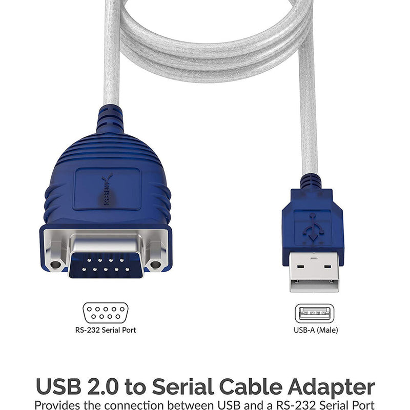 Sabrent USB-A 2.0 Male to Serial DB-9 9-Pin Male RS232 Cable Adapter (1')