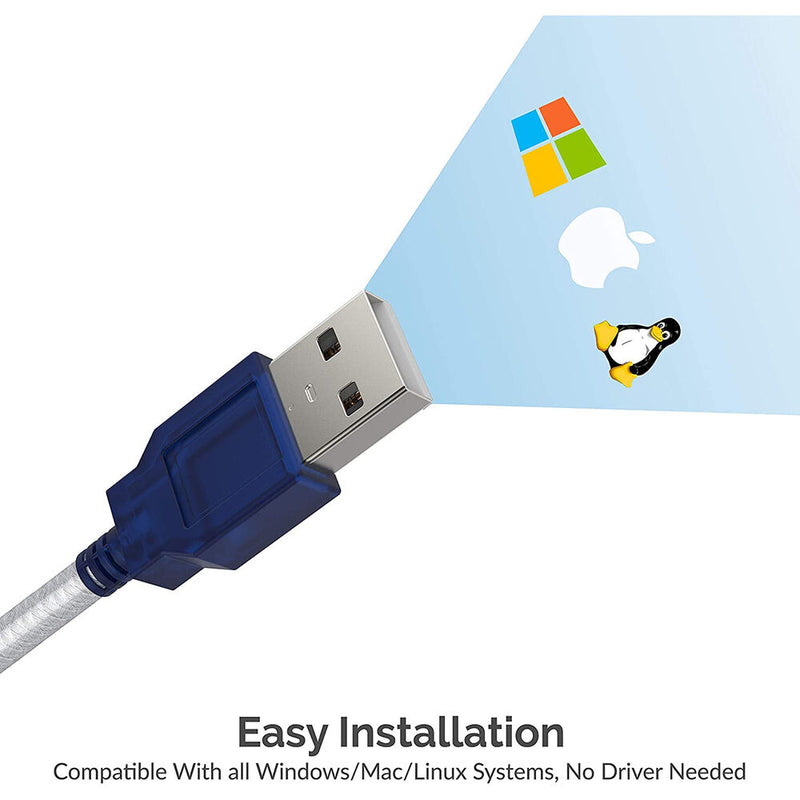 Sabrent USB-A 2.0 Male to Serial DB-9 9-Pin Male RS232 Cable Adapter (1')