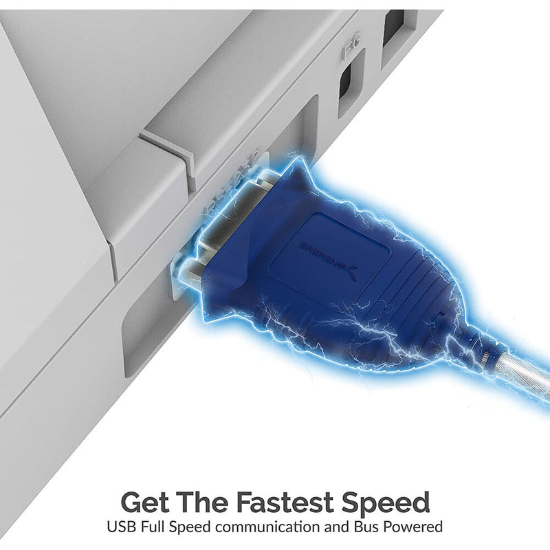 Sabrent USB-A 2.0 Male to Serial DB-9 9-Pin Male RS232 Cable Adapter (1')