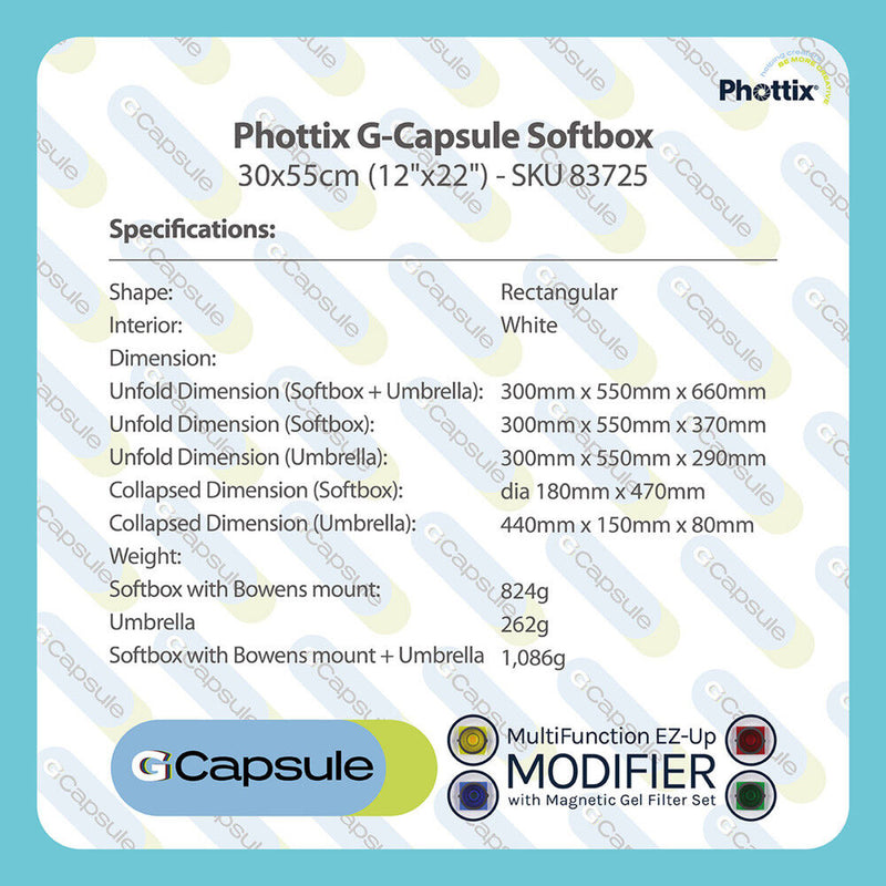 Phottix G-Capsule Rectangular Standard Softbox (12 x 22")