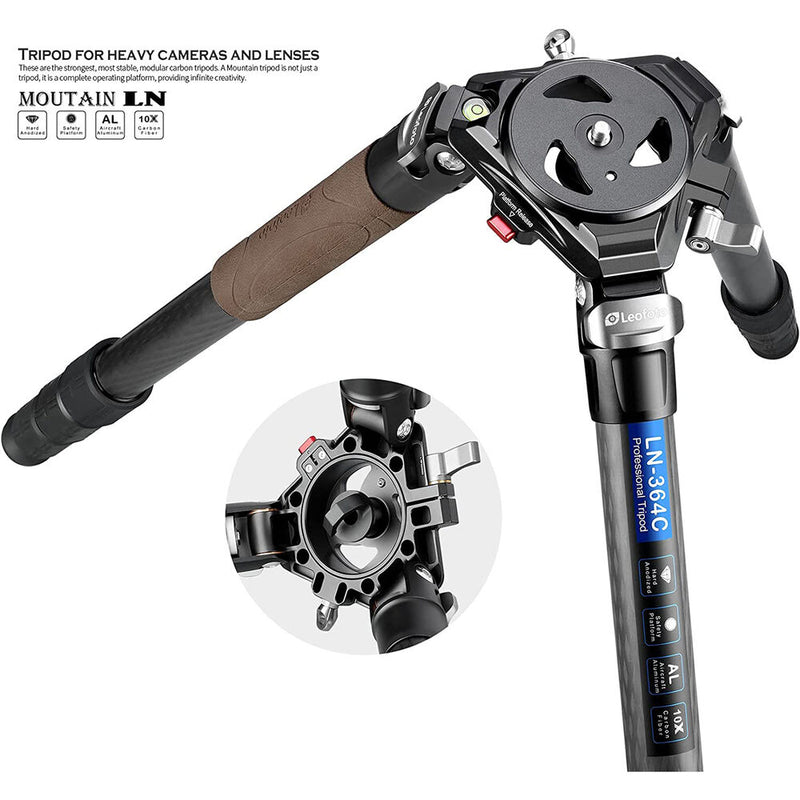 Leofoto LN-364C Carbon Fiber Tripod with YB-75LK Leveling Base Kit