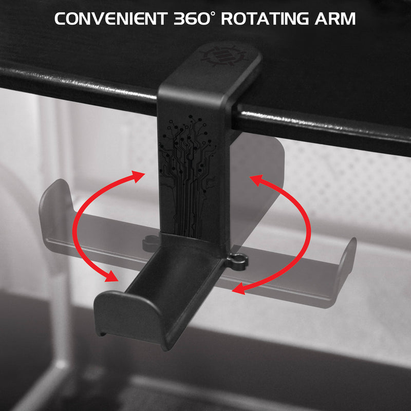 Enhance Desk Gaming Headset Holder with Clamp on Under Desk Design (Black)
