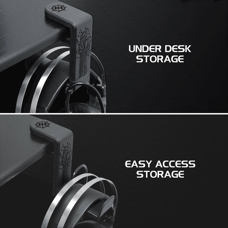 Enhance Desk Gaming Headset Holder with Clamp on Under Desk Design (Black)