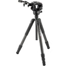Oben 4-Section Carbon Fiber Tripod with FBVH-500 Video Head Kit