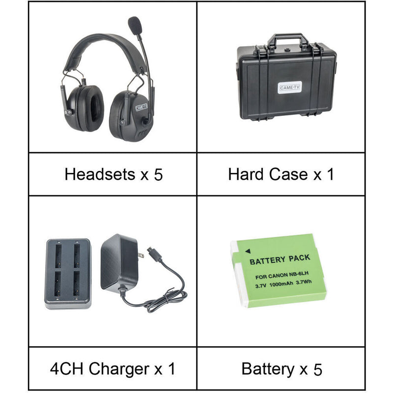 CAME-TV Kuminik8 Full-Duplex Wireless DECT Intercom System with 5 Dual-Ear Headsets (1.78 to 1.93 GHz, EU)