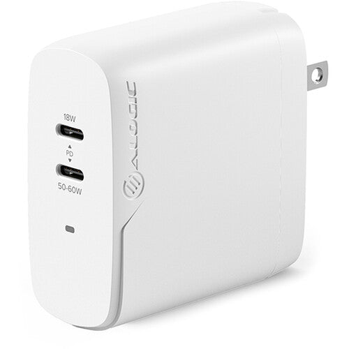 ALOGIC 68W Rapid Power 2-Port USB-C PD GaN Charger (White)