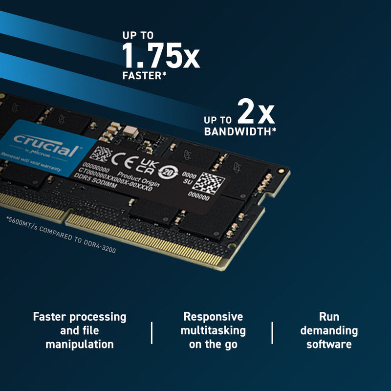 Crucial 32GB Laptop DDR5 5600 MHz SO-DIMM Memory Module