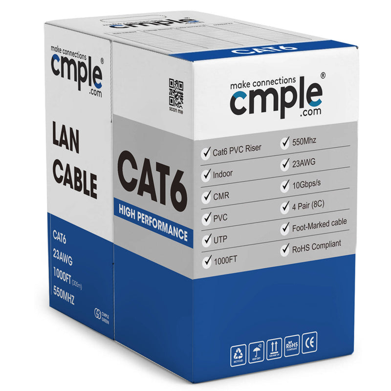 Cmple Cat6 Bulk Ethernet/LAN Cable (1000', Yellow)