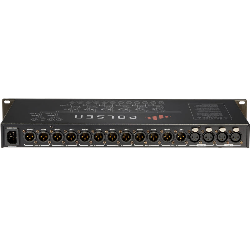 Polsen SP-260 Rackmount 2x6 Stereo Distribution Splitter (1 RU)