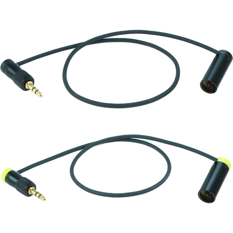 Cable Techniques Right-Angle Locking 3.5mm TRS to Low-Profile TA3M Cable for Sony URX-P41D (15", 2-Pack)