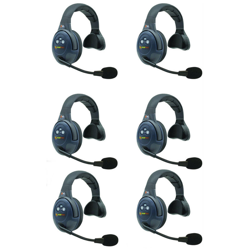 Eartec EVADE EVX6S Light-Industrial Full-Duplex Wireless Intercom System with 6 Single-Ear Headsets (2.4 GHz)