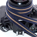 ObiJimmy Yoyogi Pure Silk Camera Strap (Navy with Tan Stripe, 47.2")