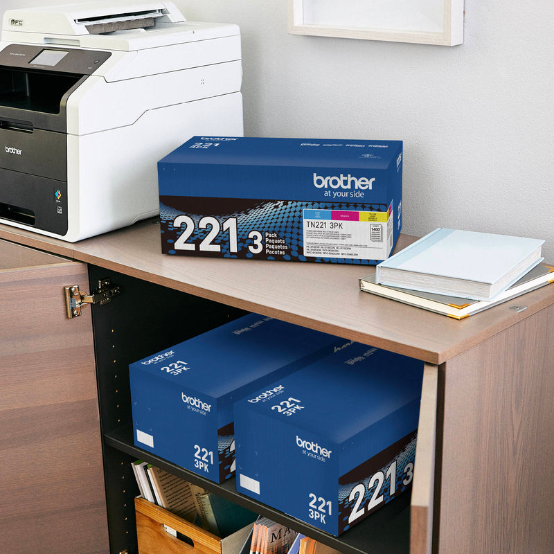 Brother TN221 Standard Yield Color Toner Cartridge 3-Pack