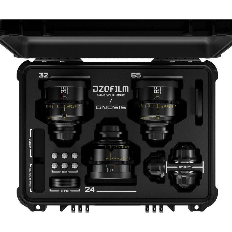 DZOFilm 24, 32, 65mm T2.8 Gnosis Macro Prime 3-Lens Kit (LPL with PL & EF Mounts, Feet)